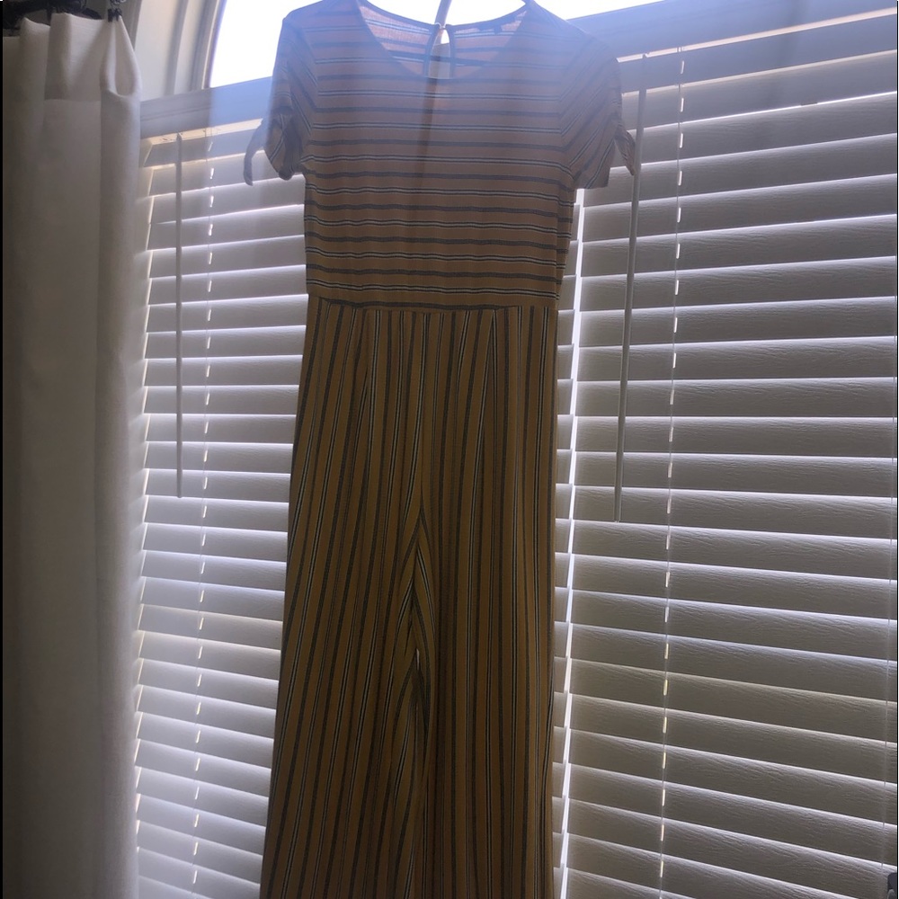 Yellow and black striped jumpsuit
